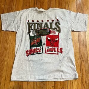 Vintage 1996 Chicago Bulls Seattle Sonics NBA Finals Shirt Mens Large True Fan